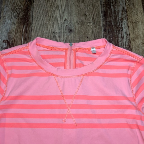 Lululemon Run: Warm Up Crew Ocean Stripe Bleached Coral / Pop Orange Size 4 - Picture 5 of 8